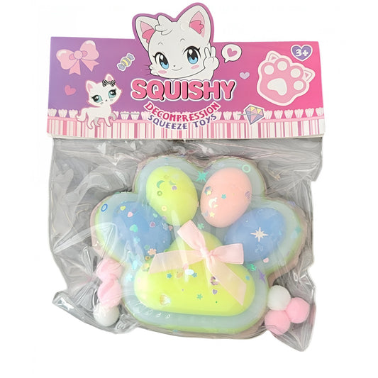 Jucarie Antistres Squishy, Vivimall, cu Revenire Lenta,  Model Labuta de Pisica Pufoasa, 12.5x10.5 cm, 220g, Squeeze Pinch Family,-Multicolor Albastru - vivimall.ro