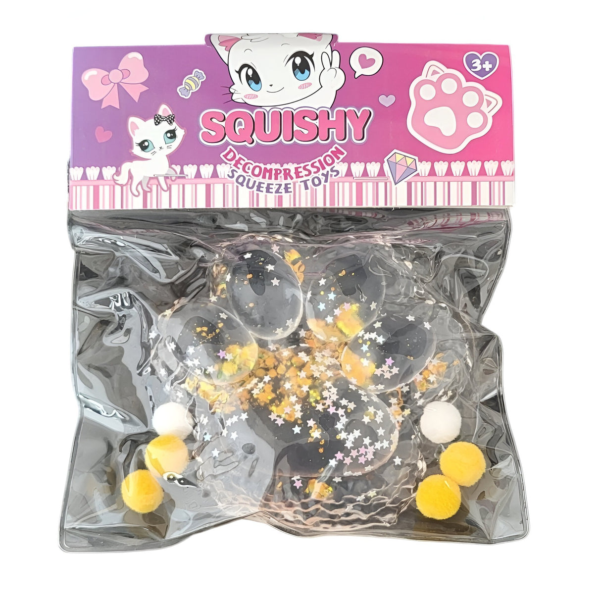 Plüss Antistressz Játék, Lassú Visszapattanás, 220G, Squeeze Pinch Család, Sárga