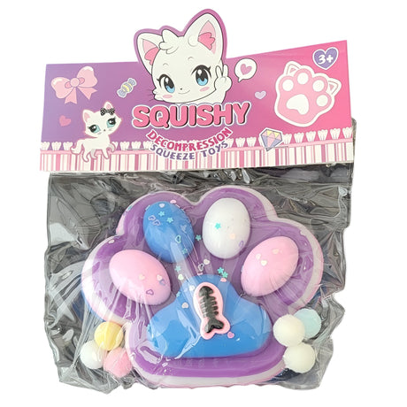 Jucarie Antistres Squishy, Vivimall, cu Revenire Lenta, Model Labuta de Pisica Pufoasa, 12.5x10.5 cm, 220g, Squeeze Pinch Family,-Mov - vivimall.ro