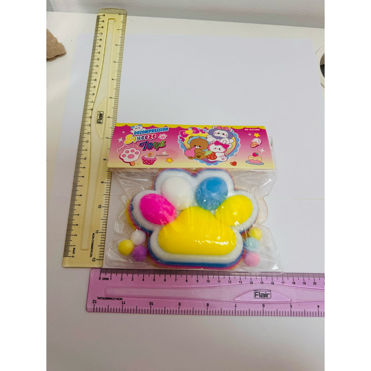 Jucarie Antistres Squishy, Vivimall, cu Revenire Lenta, Model Labuta de Pisica Pufoasa, 220g, 12.5 x 10.5 cm Squeeze Pinch Family, Ambalaj Transparent, Galben-Multicolor - vivimall.ro