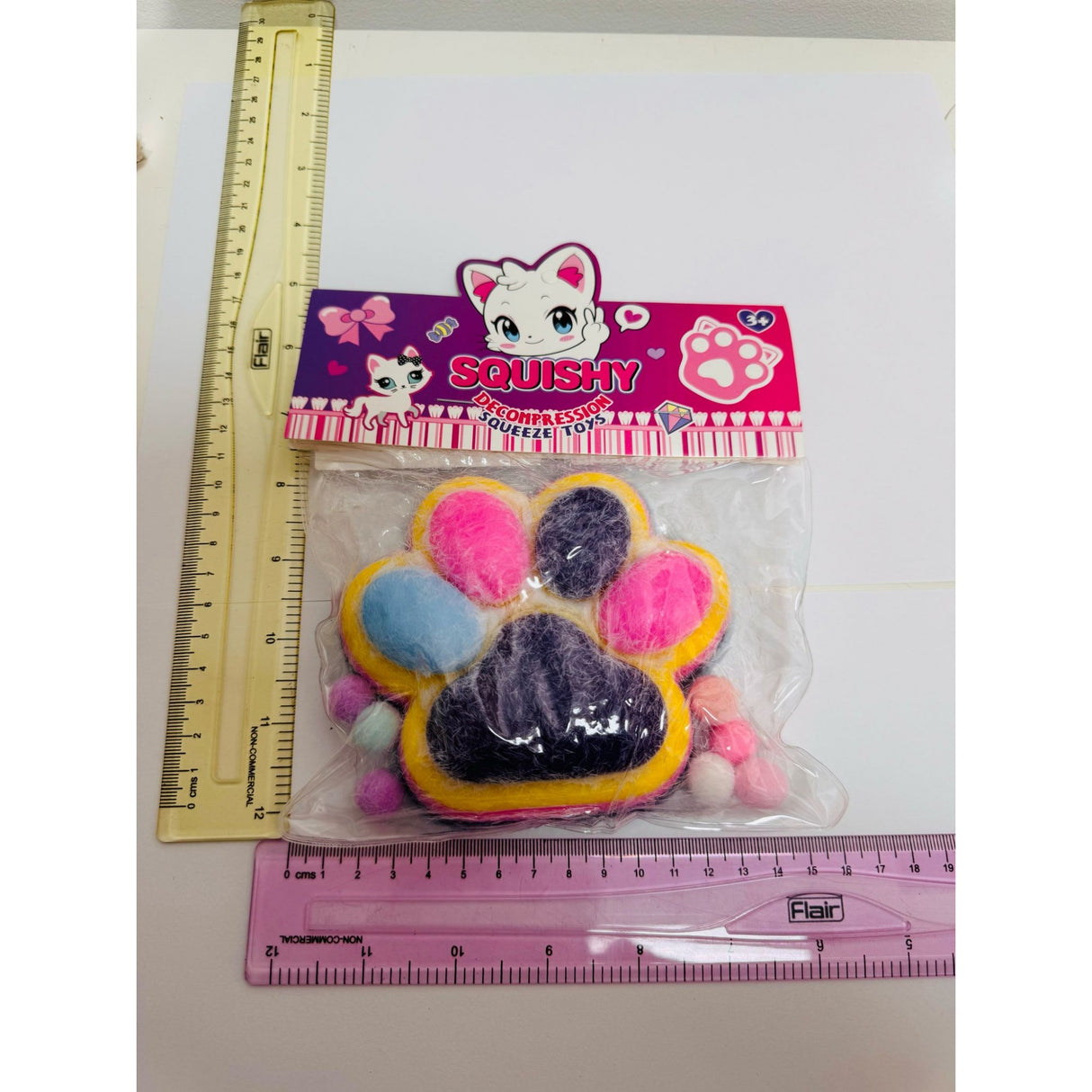 Jucarie Antistres Squishy, Vivimall, cu Revenire Lenta, Model Labuta de Pisica Pufoasa, 220g, 12.5 x 10.5 cm Squeeze Pinch Family, Ambalaj Transparent, Multicolor - vivimall.ro