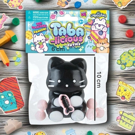 Jucarie Antistres Squishy, Vivimall, cu Revenire Lenta, Squeeze Pinch Family, Model Pisicuta, 10cm x6cm Ambalaj Transparent, 70 gr, Negru - vivimall.ro