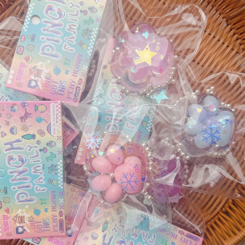 Jucarie Antistres Squishy, Vivimall, cu Revenire Lenta, Squeeze Pinch Family, Model Cat Paw, Model cu Perlute, Ambalaj Transparent, Multicolor - vivimall.ro