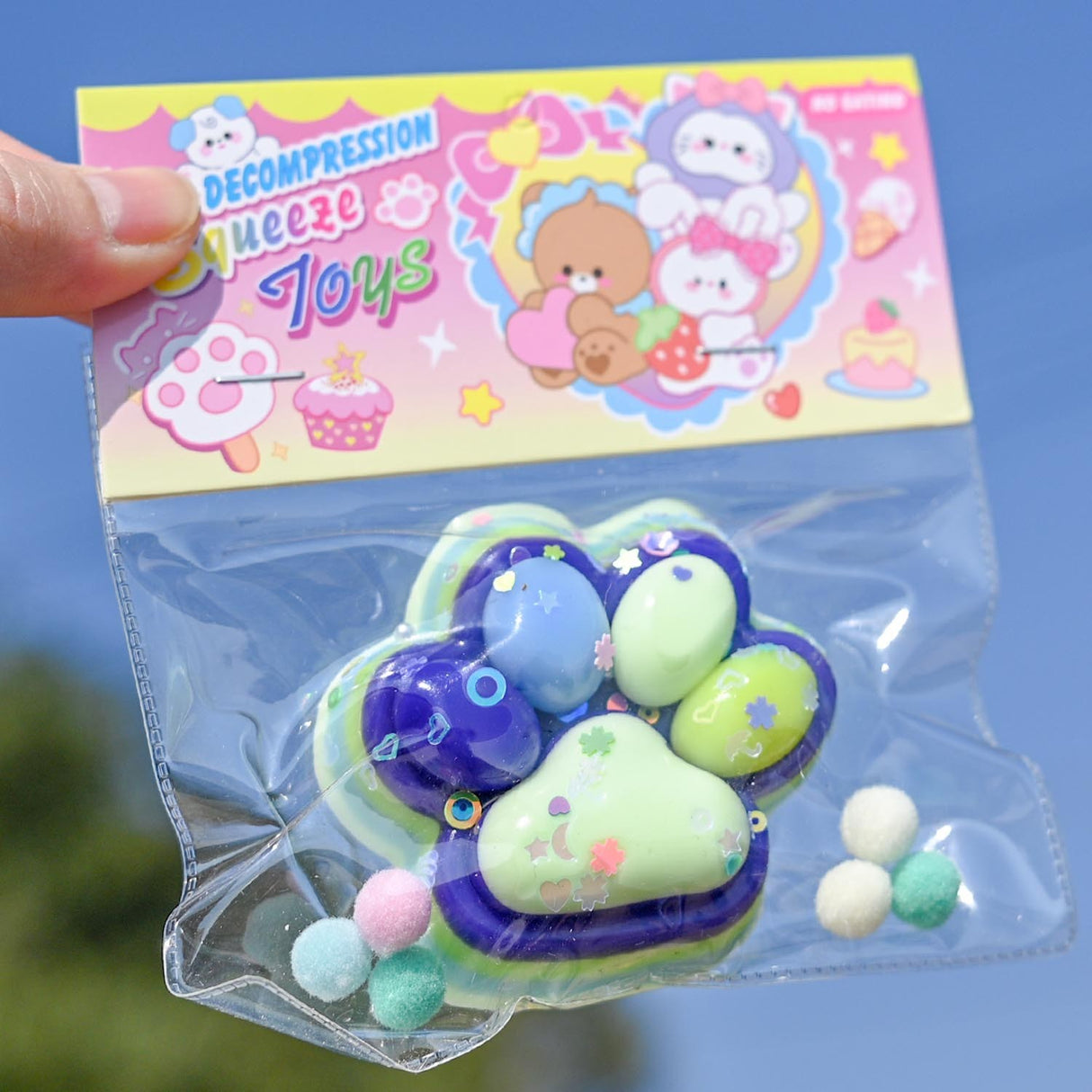 Jucarie Antistres Squishy, Flippy, cu Revenire Lenta, Squeeze Toys, Model Cat Paw, 12.5x10.5 cm, 220g, +3 Ani, din TPR, Model 6, Multicolor - vivimall.ro