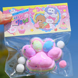 Jucarie Antistres Squishy, Flippy, Labuta de Pisica Pufoasa, cu Revenire Lenta, 7.5 x 8.5 cm, Model 27052, Multicolor - vivimall.ro