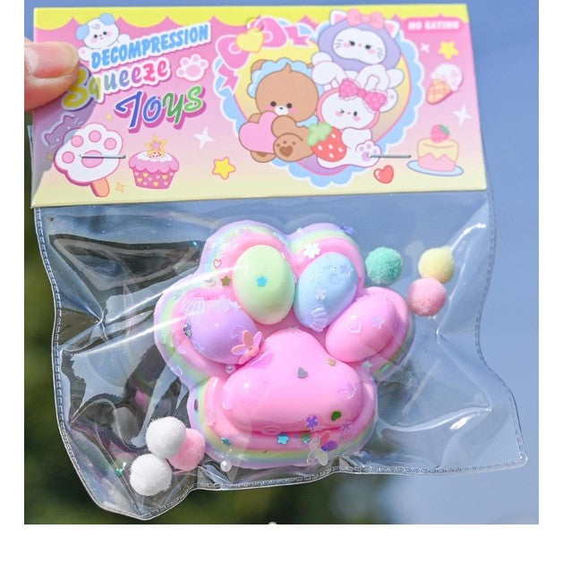 Jucarie Antistres Squishy, Flippy, Labuta de Pisica Pufoasa, cu Revenire Lenta, 7.5 x 8.5 cm, Model 27052, Multicolor - vivimall.ro