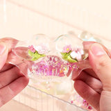 Jucarie Antistres Squishy, Flippy, Labuta de Pisica Pufoasa, cu Revenire Lenta, 7 x 6.5 cm, Model Flori 1, Transparent - vivimall.ro