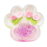 Jucarie Antistres Squishy, Flippy, Labuta de Pisica Pufoasa, cu Revenire Lenta, 7 x 6.5 cm, Model Flori 1, Transparent - vivimall.ro