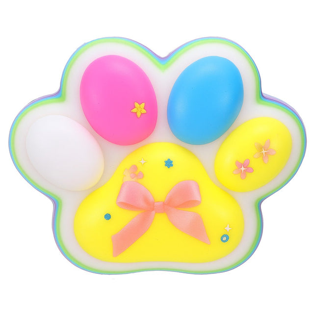 Jucarie Antistres Squishy, Vivimall, Revenire Lenta, Model Labuta de Pisica, Squishy, BIG 12.5 x 10.5 cm, 220 g, Model 24, Multicolor Alb Galben - vivimall.ro