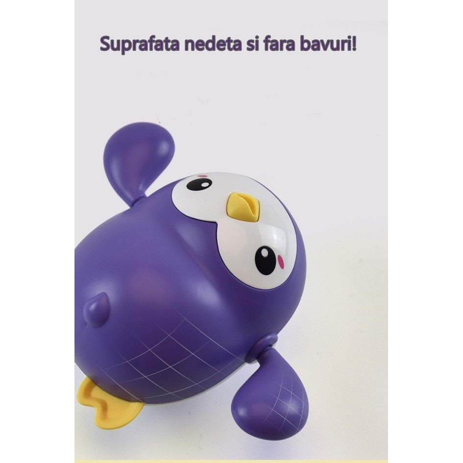 Jucarie De Baie Interactiva Pentru Copii, Pinguinul Mov - vivimall.ro