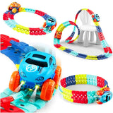 Jucarie de Constructie RollerCoaster, Vivimall, 138 de Piese, 41.5x31x7 cm, cu Masini, Multicolor - vivimall.ro