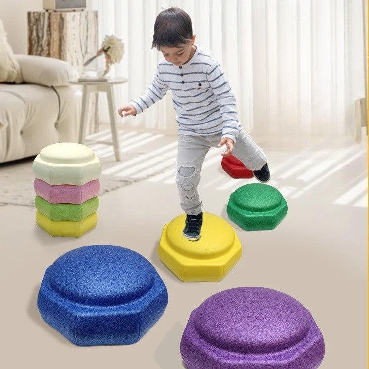 Jucarie de Echilibru, Flippy, Tip Stepping Stones, 6 Piese, din Spuma, pentru Miscare, Sarituri, Prindere, 28 x 28 x 50 cm, Model 5, Multicolor - vivimall.ro