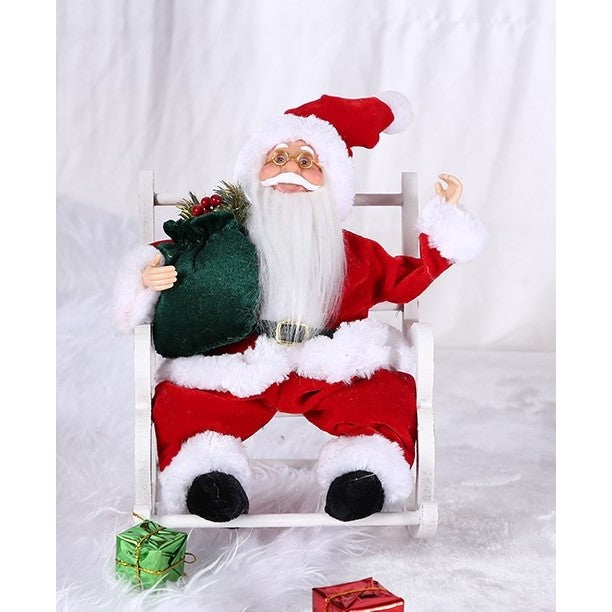 Jucarie decorativa, Vivimall, Mos Craciun, 30 cm x 18 cm, grosime 18 cm, lana, tesatura de plus, poliester, interior/exterior - vivimall.ro