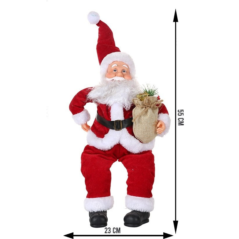 Jucarie decorativa, Vivimall, Mos Craciun,  55 cm x 23 cm, grosime 25 cm, lana, tesatura de plus, poliester, interior/exterior - vivimall.ro