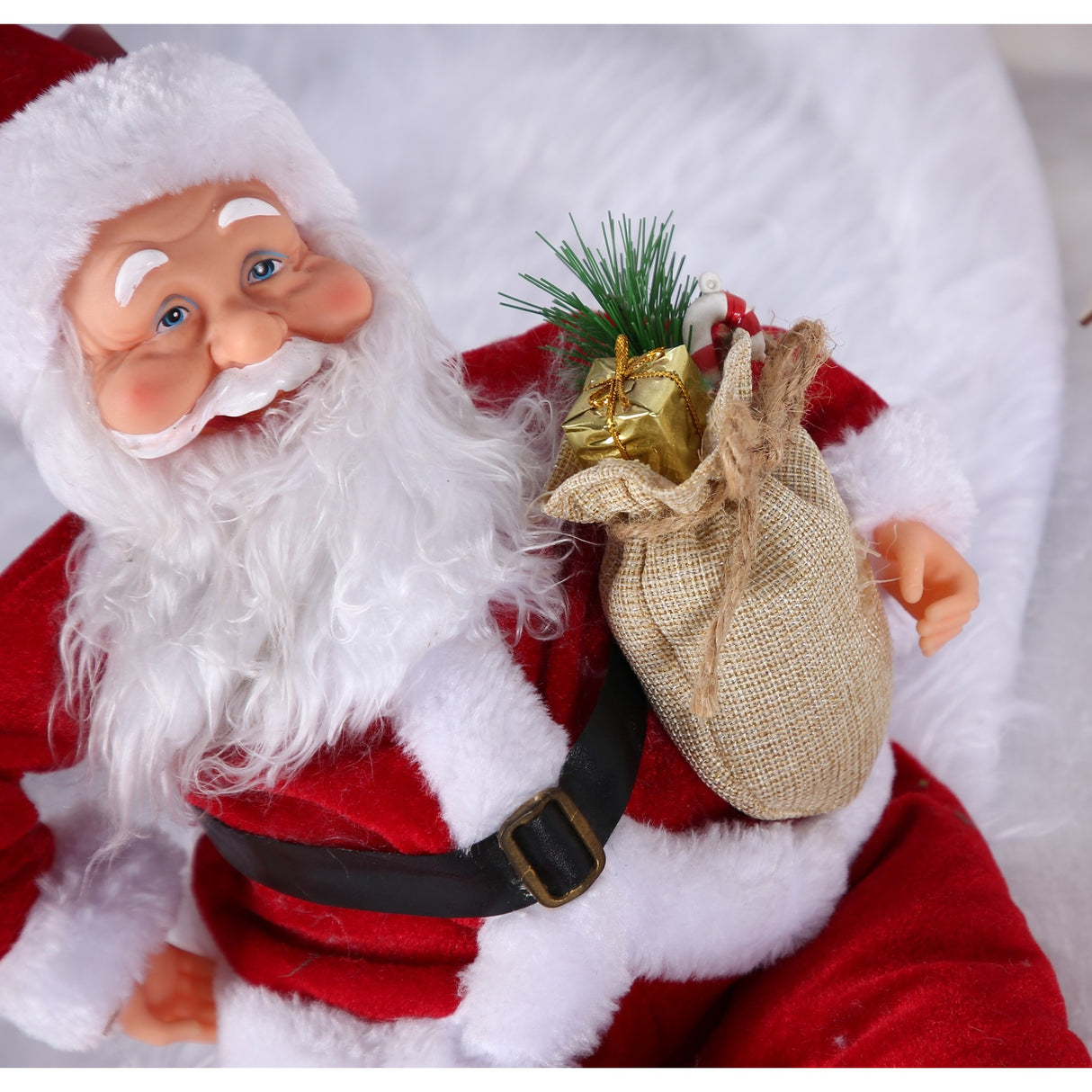 Jucarie decorativa, Vivimall, Mos Craciun,  55 cm x 23 cm, grosime 25 cm, lana, tesatura de plus, poliester, interior/exterior - vivimall.ro