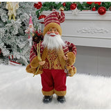 Figurina Decorativa Craciun, Vivimall, Mos Craciun Asezat cu Sac si Felinar, 35 x 18 x 20 cm, Material Plastic+Textil, Interior/Exterior, Rosu/Auriu - vivimall.ro