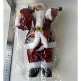 Figurina Decorativa Craciun, Vivimall, Mos Craciun cu Urs de Plus, 30 x 10 x 17 cm, Material Plastic+Textil, Interior/Exterior, Alb/Rosu - vivimall.ro