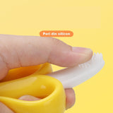 Jucarie dentitie bebelusi Vivimall, banana, cu manere de prindere, material silicon non-toxic, fara miros, 10.5x5.9 cm, galben - vivimall.ro