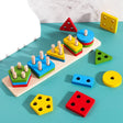 Jucarie Educativa Vivimall, Tip Montessori, din Lemn, + 36 Luni, Forme Geometrice, 20 Piese, 6 x 26.5 cm, Multicolor - vivimall.ro