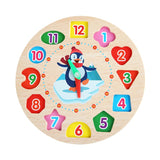 Jucarie Educativa Vivimall, Tip Montessori, Model Ceas Pinguin, din Lemn, + 36 Luni, 12 Piese, 17.2 cm, Multicolor - vivimall.ro
