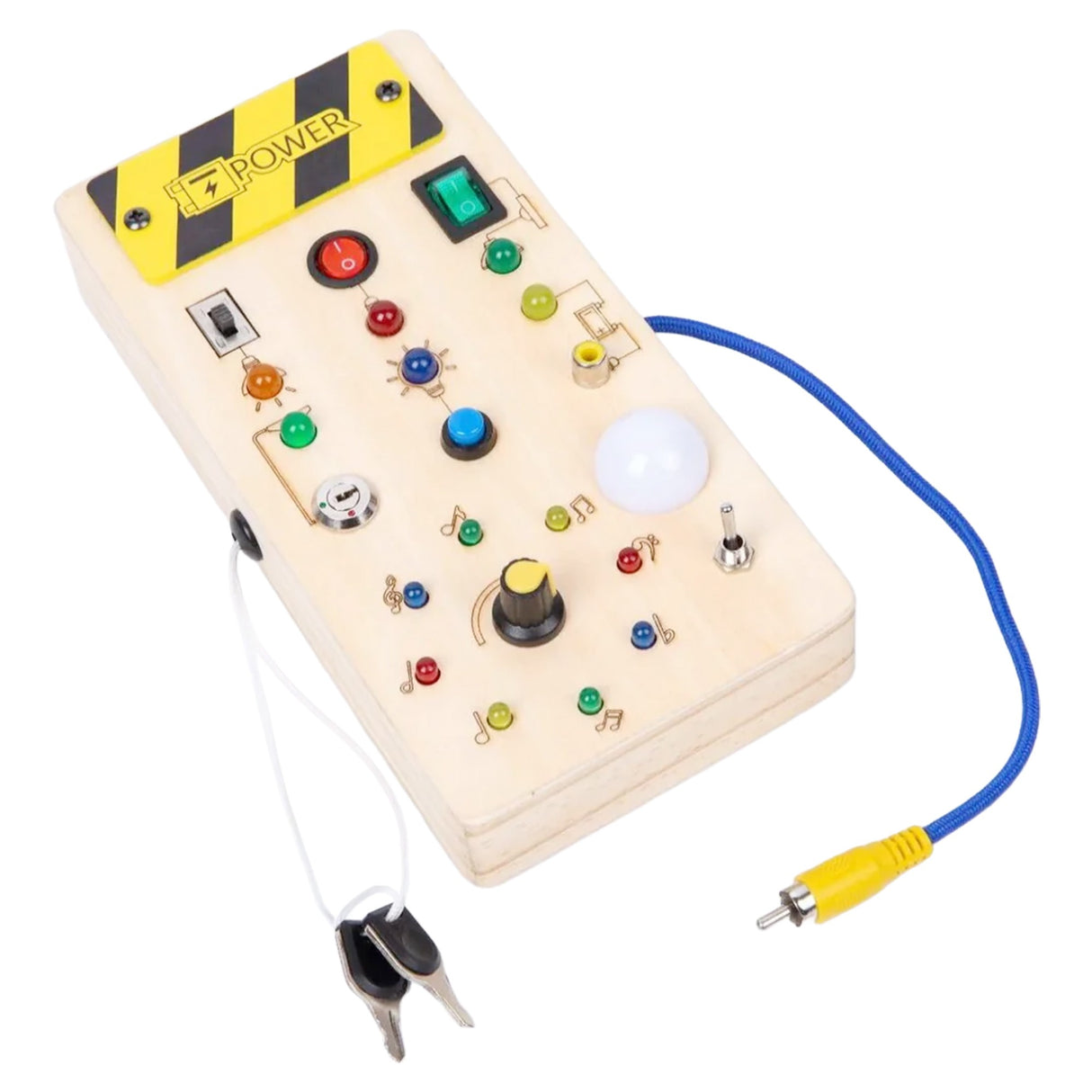 Busy Board Flippy Montessori pentru copii 3 ani+, dimensiuni 19,5 x 9,7 x 3 cm, lemn natur