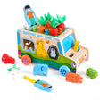 Mașinuță educativă din lemn Flippy 6 în 1, vedere frontală completă, multicolor, pentru copii 1-3 ani