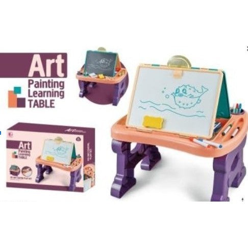 Jucarie educativa pentru copii 2 in 1, masa si tabla pentru desenat - vivimall.ro