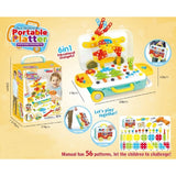 Jucarie educativa pentru copii, Vivimall, Set 258 piese, 6 in 1, Valiza cu bormasina, Multicolor - vivimall.ro