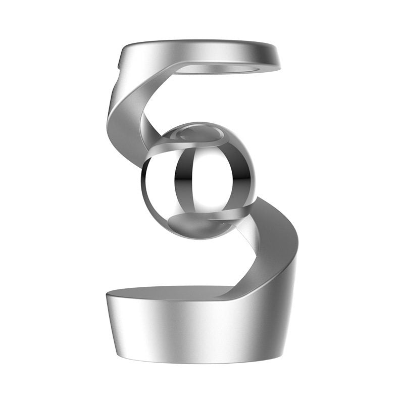 Giroscop levitant Flippy din metal argintiu, jucărie fidget spinner anti-stres pentru adulți, 65x42x42 mm, 145 g, vedere frontală