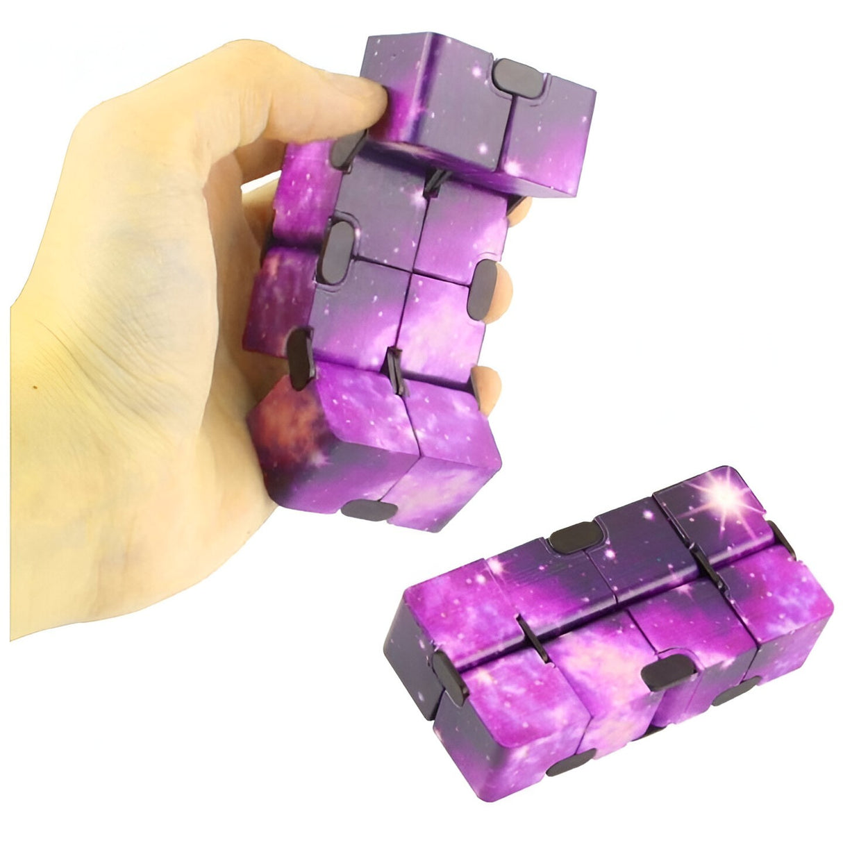 Jucarie Interactiva Antistres cu Miscari Infinite, Cub Magic, 3 ani, 4x4x4cm, Violet - vivimall.ro