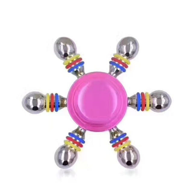 Jucarie Interactiva Antistres Fidget Spinner, Demontabila, Metalica, 6 Parti, Roz - vivimall.ro
