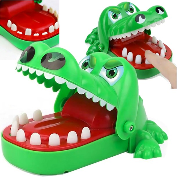 Jucarie interactiva Crocodil Dentist, Vivimall, Joc de Grup/Familie, 11 Dinti, Small 15 x 10 x 7.5 cm, Verde - vivimall.ro