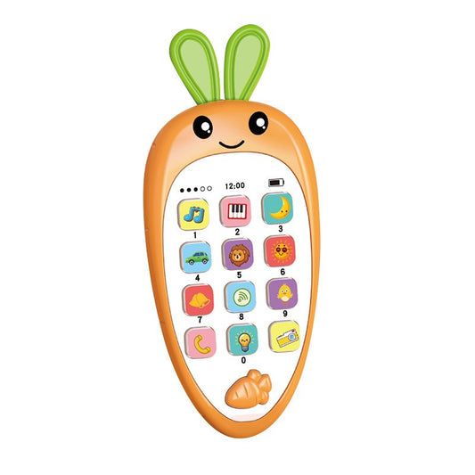 Jucarie Interactiva, Vivimall, Telefon Inteligent, Model Morcov, Functii Educative, Muzicale si Voce, 4-6 ani, 19 x 11.5 cm, din Plastic, Portocaliu - vivimall.ro