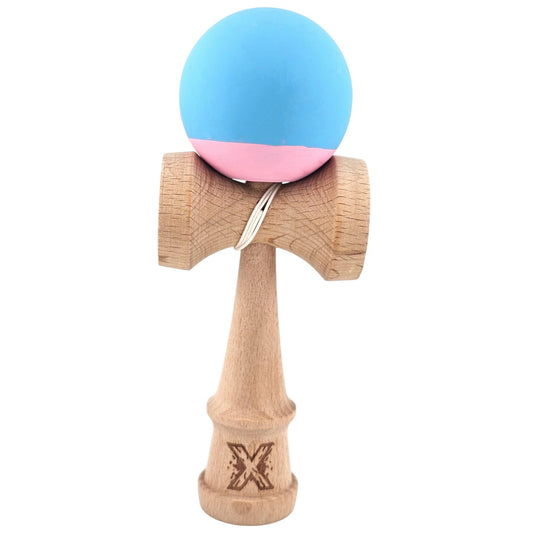 Jucarie Interactiva Kendama Profesionala, Vivimall, din Lemn, 18 cm, Joc de Indemanare pentru Copii si Adulti, Bicolor Turcoaz Roz - vivimall.ro