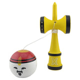 Kendama X Originala, Profesionala, Flippy, Big Cups V2, Model Rege Super Sticky Legendary Cupe Mari, Rulment Metalic cu Ata 55 cm, Maner Galben - vivimall.ro