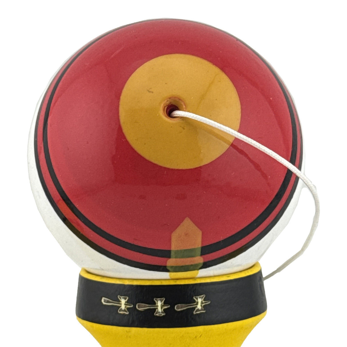 Kendama X Originala, Profesionala, Flippy, Big Cups V2, Model Rege Super Sticky Legendary Cupe Mari, Rulment Metalic cu Ata 55 cm, Maner Galben - vivimall.ro