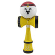Kendama profesională din lemn model Rege Super Sticky Legendary, mâner galben, vedere frontală completă