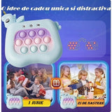 Jucarie Interactiva Tip Consola pentru Copii, Vivimall, 12 Nivele, Diferite Moduri de Joc, Material ABS/silicon, cu Nivele, Sunete si Lumini, 13.5 x 5.5 x 12.5 cm, Model Unicorn, Albastru - vivimall.ro