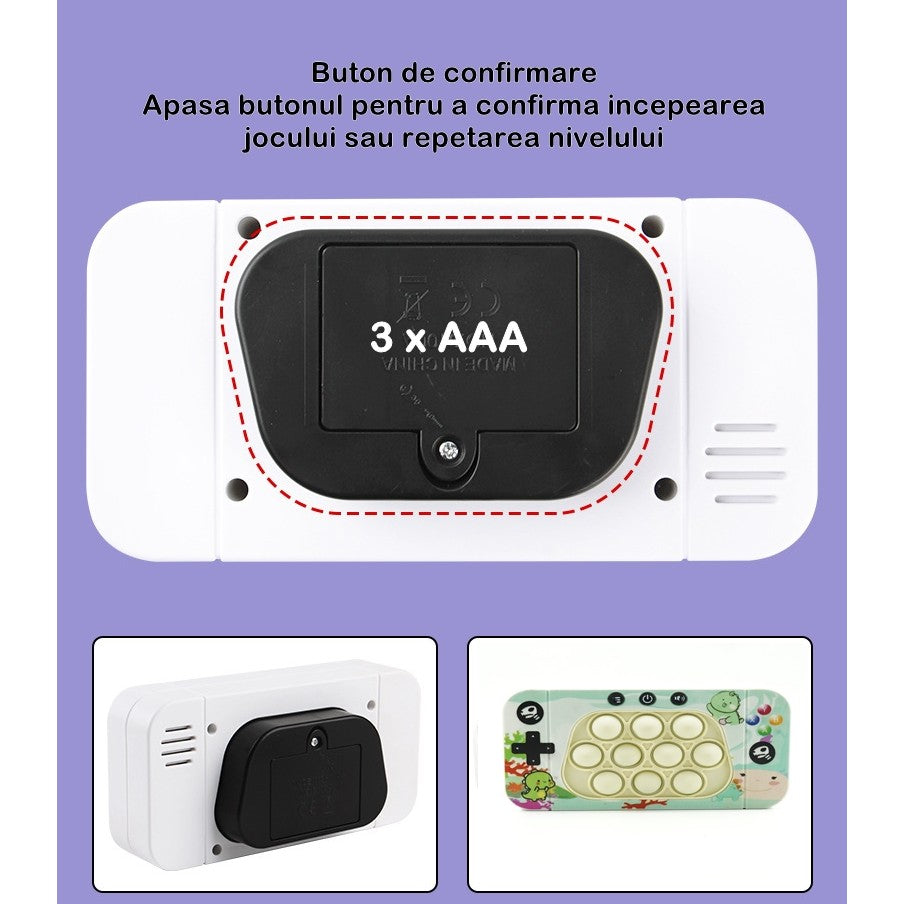 Jucarie Interactiva Tip Consola Pentru Copii Speed Push Whack-A-Mole, Joc De Viteza Pop It, Material Abs/Silicon, Cu Nivele, Sunete Si Lumini - vivimall.ro