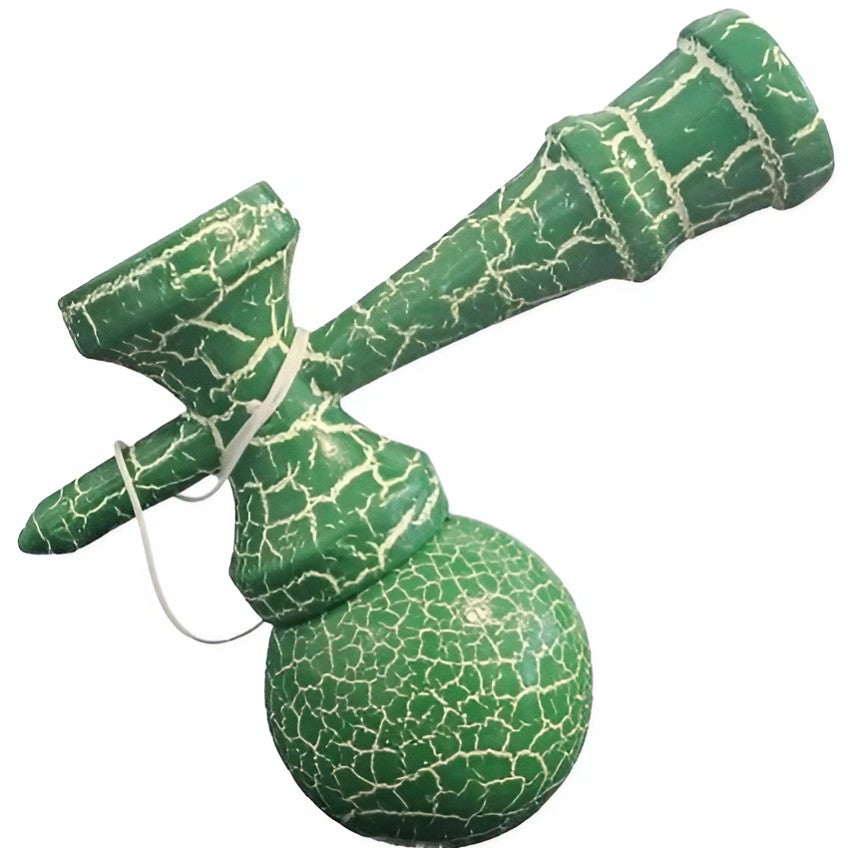 Kendama X Originala, Profesionala, Vivimall, Kendama Cracked, din Lemn, 18 cm, Verde Alb - vivimall.ro