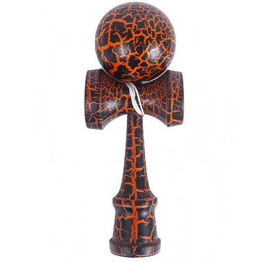 Kendama X Originala, Profesionala, Vivimall, Kendama Cracked, din Lemn – 18 cm, Crack Negru/Portocaliu