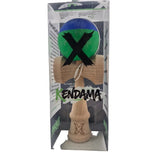 Jucarie Kendama X Originala, Profesionala, Vivimall, din Lemn, Rubber Grip, 18 cm, Albastru/Verde