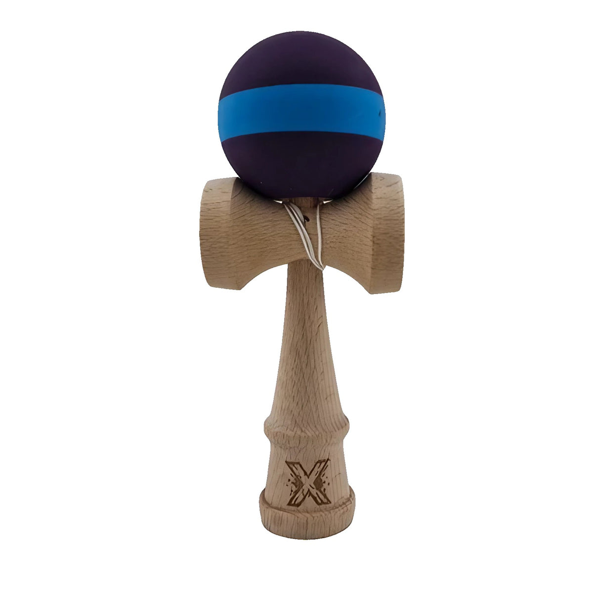 Jucarie Kendama X Originala, Profesionala, Vivimall, din Lemn, Rubber Grip, 18 cm, Mov/Albastru