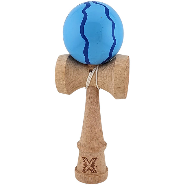 Kendama X Originala, Profesionala, Vivimall, din Lemn, Super Sticky, 18 cm, Albastru - vivimall.ro