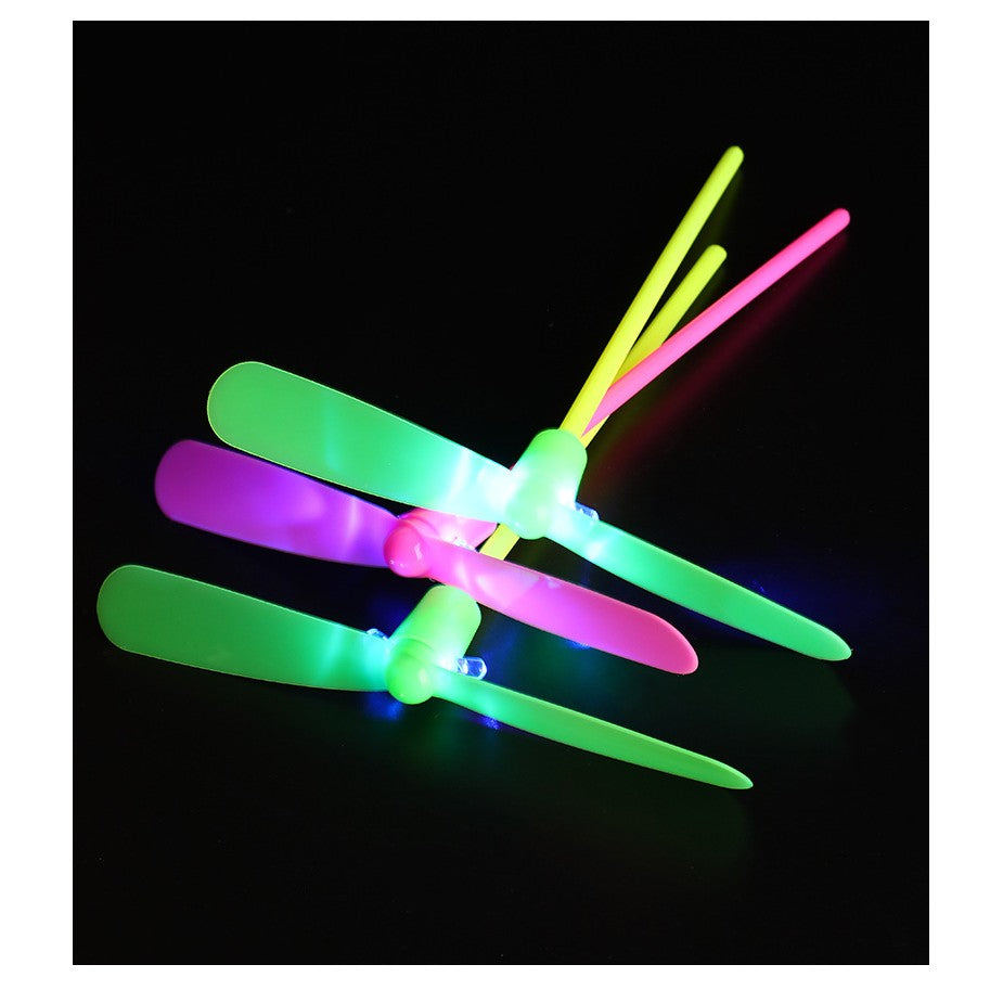 Set 4 Jucarii Libelula Zburatoare, Distractive pentru Copii, Vivimall, Aruncatoare Manuale din Plastic, cu Lumini, Multicolor - vivimall.ro