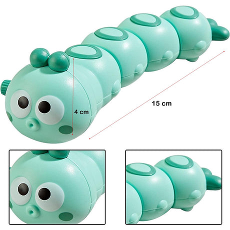 Jucarie mecanica pentru copii Vivimall, omida haioasa, cu cheita, distractiva, se taraste, se misca, 15 x 4 cm, verde - vivimall.ro