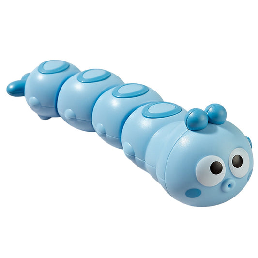 Jucarie mecanica pentru copii Vivimall, omida haioasa, material ABS, cu cheita, distractiva, se taraste, se misca, 15 x 4 cm, albastru - vivimall.ro