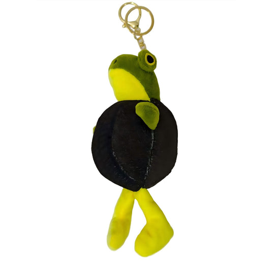 Jucarie Moale de Plus de Tip Breloc, Vivimall, Model Italian Brainrot Broscuta cu Anvelopa Boneca Ambalabu, 18 x 11 cm, Negru Verde - vivimall.ro