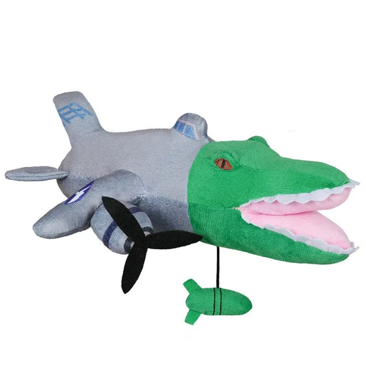 Jucarie Moale de Plus Italian Brainrot, Vivimall, cu Agatatoare, Model Bombardiro Crocodilo Avion, Jucarie Moale pentru Copii, 28 x 10 cm, Verde - vivimall.ro