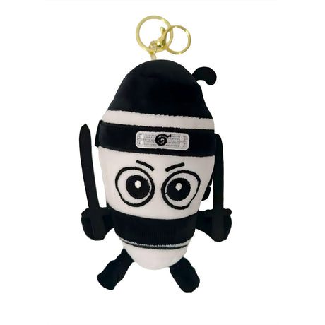 Jucarie Moale de Plus de Tip Breloc, Flippy, Model Italian Brainrot Ninja Spadellini Silenzioso, 16 x 10 cm, Negru Alb - vivimall.ro